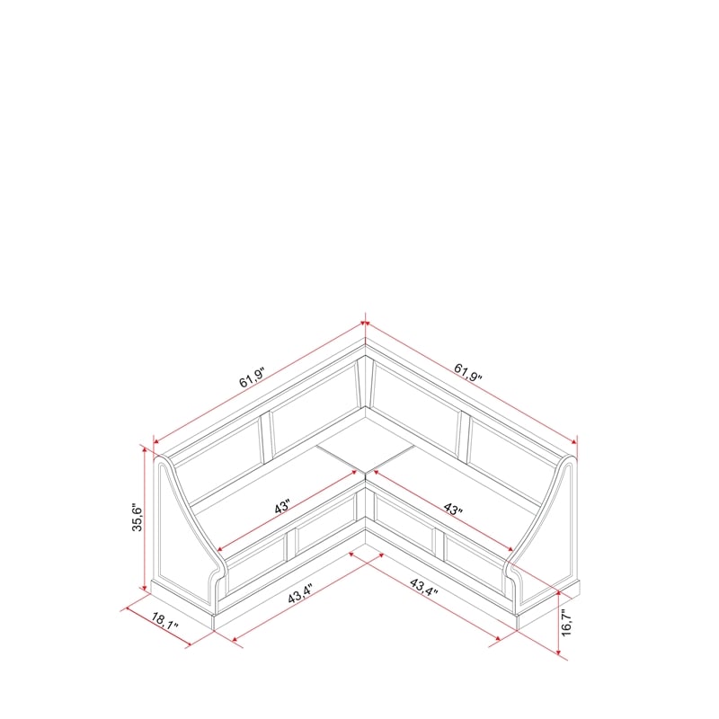 Home Square Furniture 2-Piece Set with Corner Breakfast Nook & Dining Table