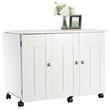 Home Square 2-Piece Set with Craft Table & 5-Shelf Bookcase in Soft White