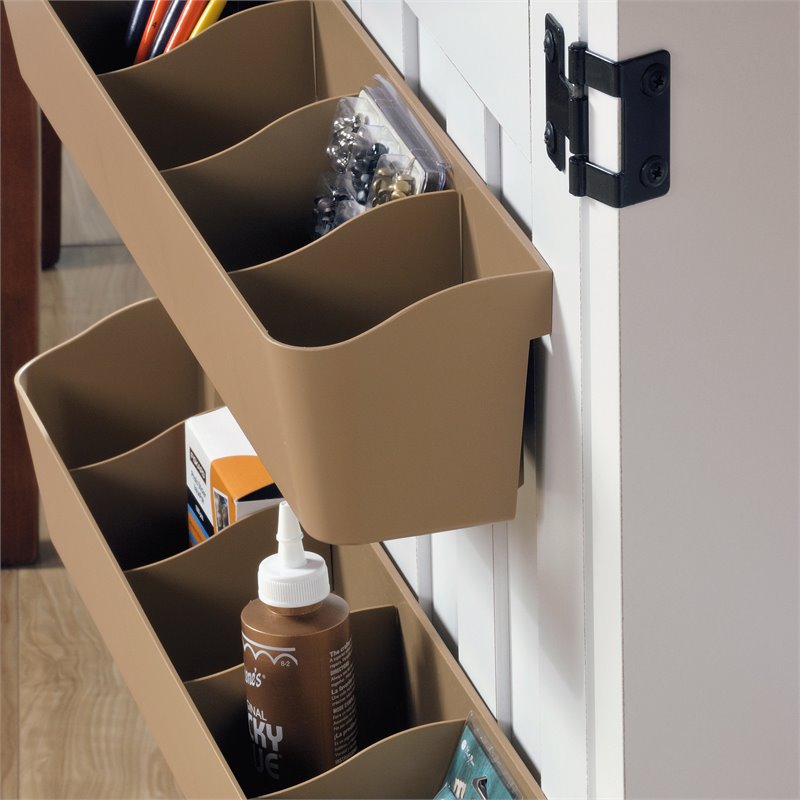 Home Square 2-Piece Set with Craft Table & 5-Shelf Bookcase in Soft White