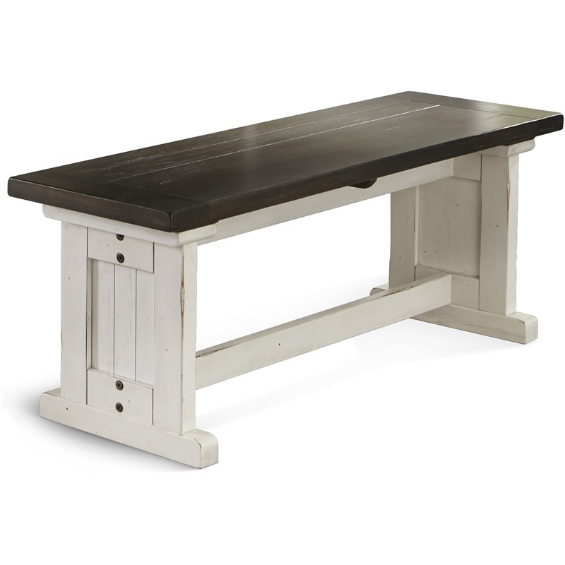 Home Square 3-Piece Set with 1 Table & 2 Benchs in Off White Dark Brown