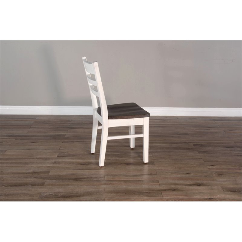 Home Square 4-Piece Set with 1 Side Bench 2 Ladderback Chairs & 1 Wood Table