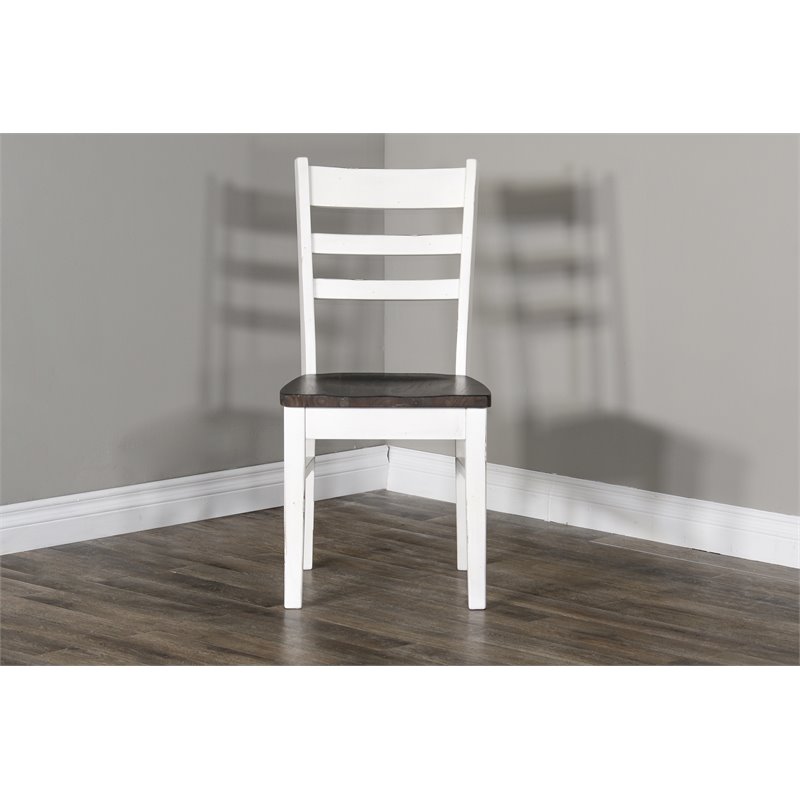 Home Square 4-Piece Set with 1 Side Bench 2 Ladderback Chairs & 1 Wood Table