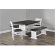 Home Square 4-Piece Set with 1 Side Bench 2 Ladderback Chairs & 1 Wood Table