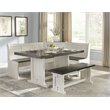 Home Square 4-Piece Set with 1 Side Bench 2 Ladderback Chairs & 1 Wood Table