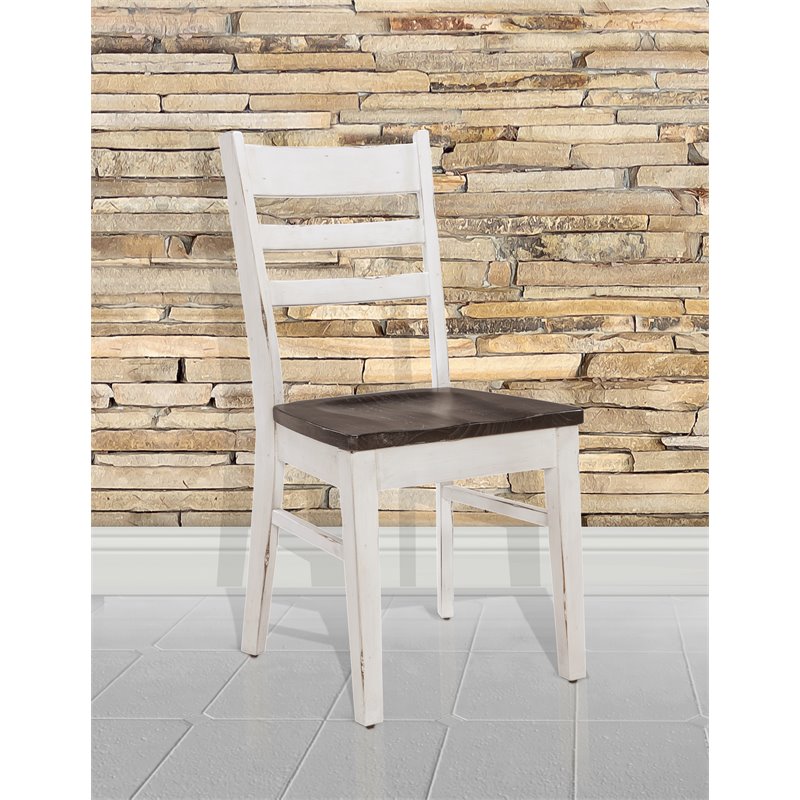 Home Square 4-Piece Set with 1 Side Bench 2 Ladderback Chairs & 1 Wood Table