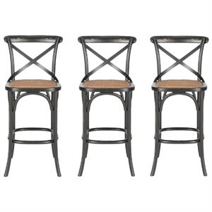 Home Square Oak Wood Barstool in Hickory - Set of 3