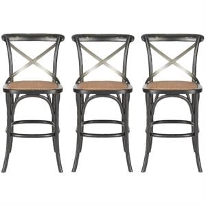 Home Square Oak Wood 24&quot Counterstool in Hickory - Set of 3
