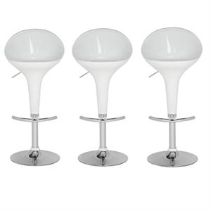Home Square 23.6&quot- 32.5&quot Bar Stool in White - Set of 3