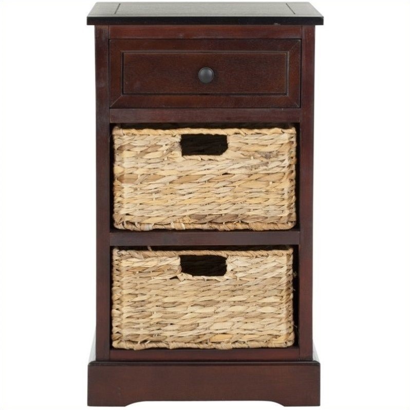 Home Square Side Storage Side Table in Dark Cherry - Set of 2