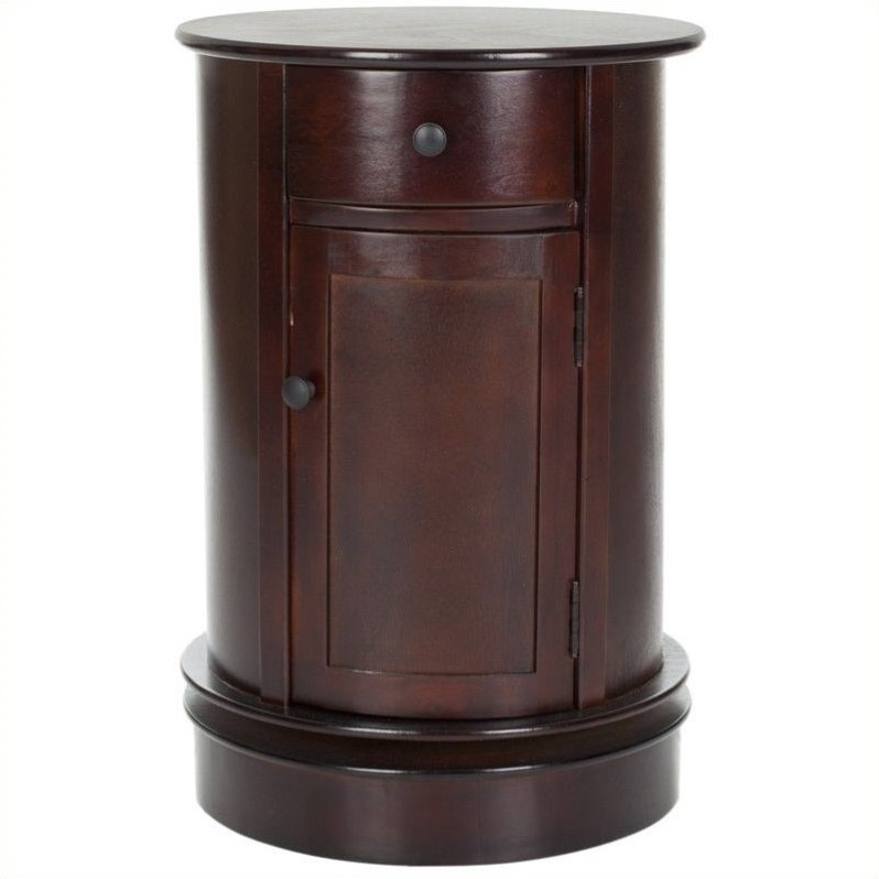 Home Square Wood Oval Cabinet in Dark Cherry - Set of 2