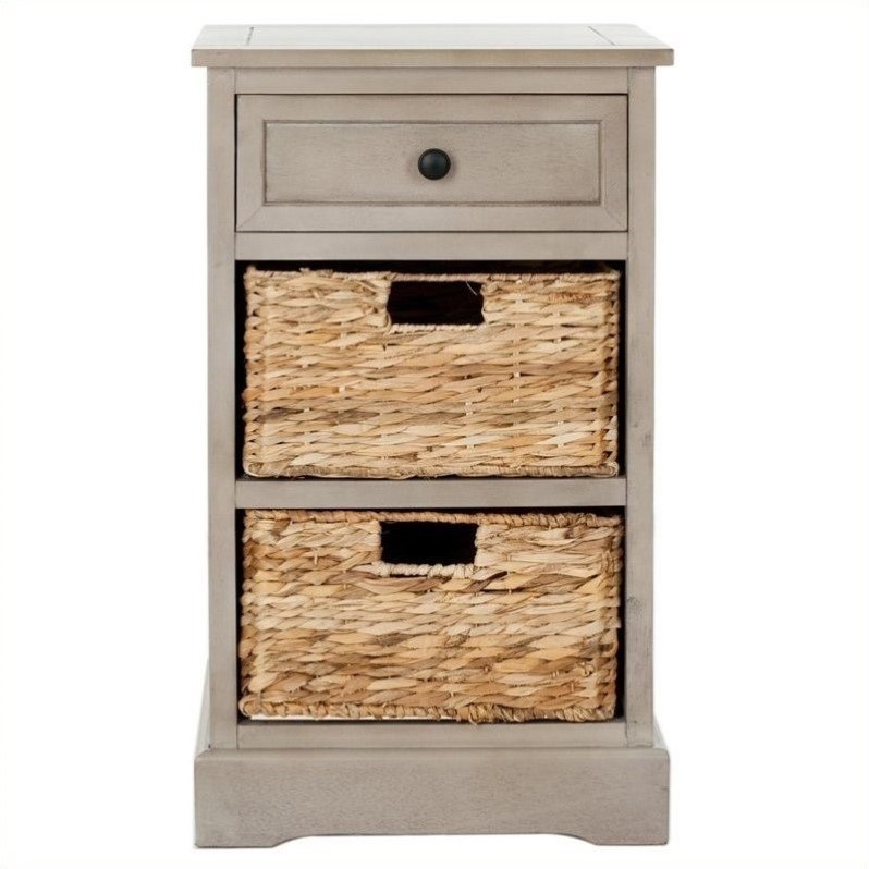 Home Square Vintage Side Storage Side Table in Vintage Grey - Set of 2