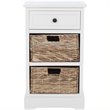 Home Square Distressed Side Storage Side Table in Cream - Set of 2