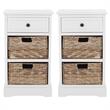 Home Square Distressed Side Storage Side Table in Cream - Set of 2