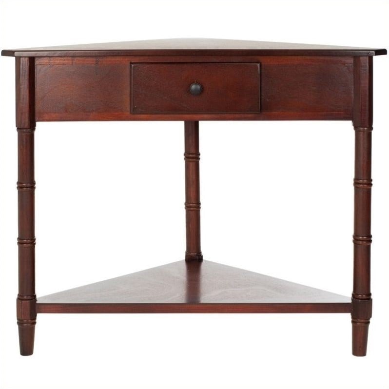 Home Square Wood Corner Table in Dark Cherry - Set of 2
