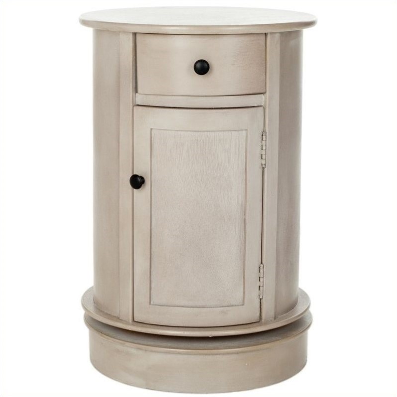 Home Square Wood Oval Cabinet in Vintage Gray - Set of 2