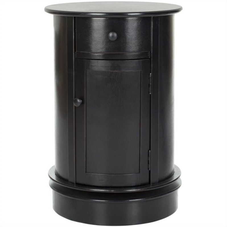 Home Square Wood Oval Cabinet in Distressed Black - Set of 2