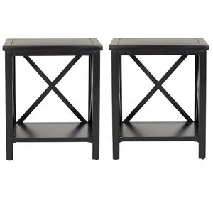 Home Square Poplar Wood End Table in Black - Set of 2