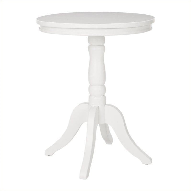 Home Square Pine Wood Side Table in White Finish - Set of 2