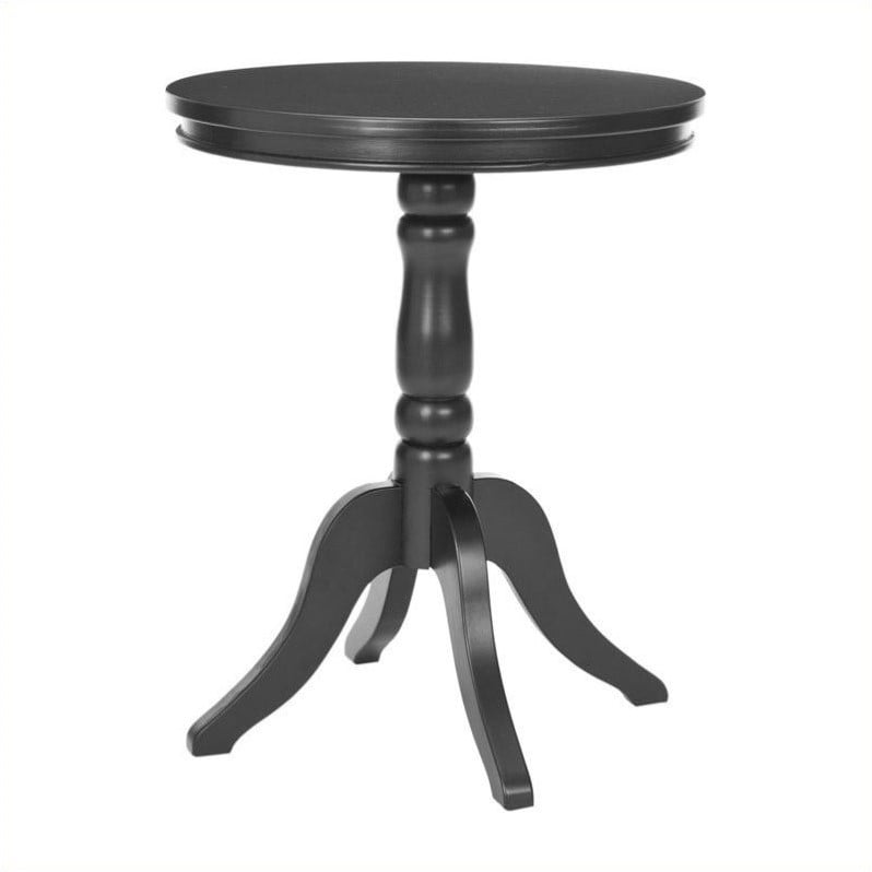 Home Square Pine Wood Side Table in Black Finish - Set of 2