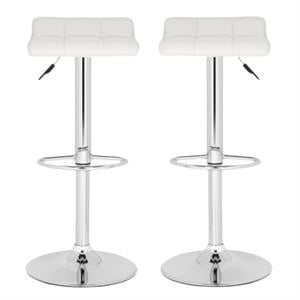 Home Square 22.4&quot-20.9&quot Chrome Steel Bar Stool in White - Set of 2