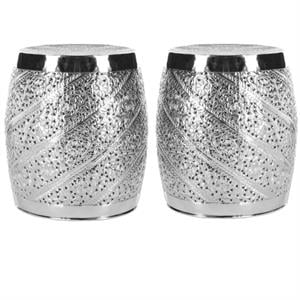 Home Square Aluminum Stool in Nickle Plated - Set of 2
