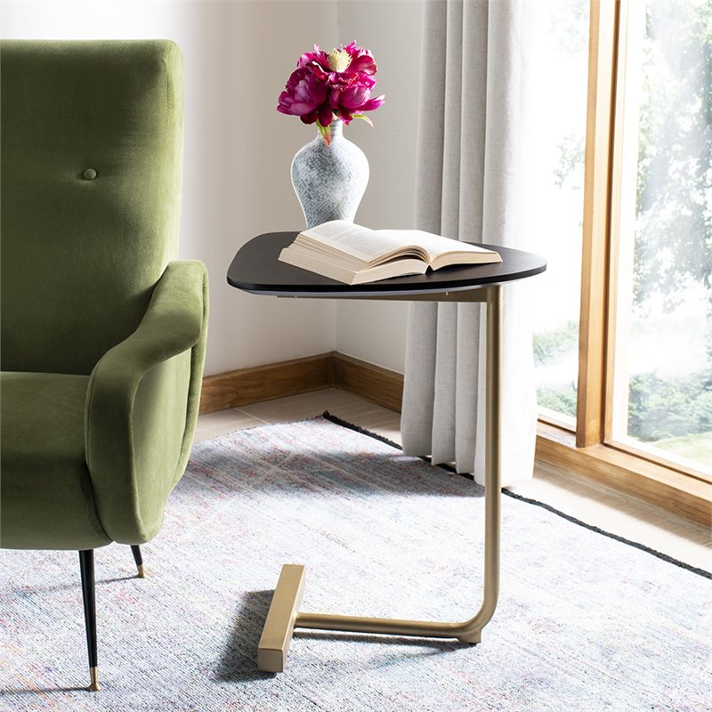 Home Square Accent End Table in Black and Gold - Set of 2
