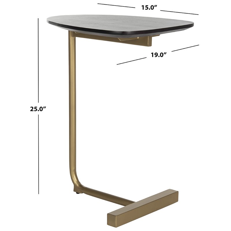 Home Square Accent End Table in Black and Gold - Set of 2