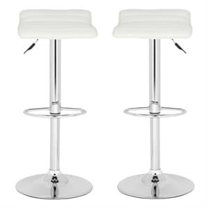 Home Square 22.4&quot-20.9&quot Chrome Steel Bar Stool in White - Set of 2