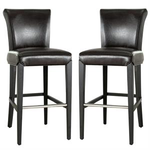 Home Square 20&quot Birchwood Bar Stool in Brown - Set of 2