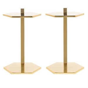 Home Square Metal Hexagonal Accent End Table in Gold - Set of 2