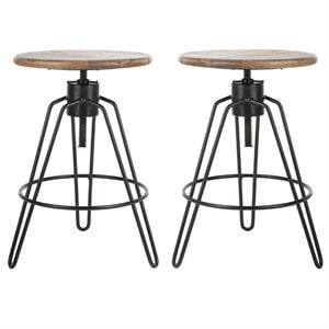 Home Square Adjustable Swivel Counter Stool in Natural Honey - Set of 2
