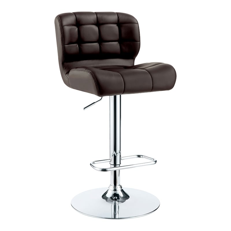 Home Square Birch Faux Leather Adjustable Bar Stool in Brown - Set of 2