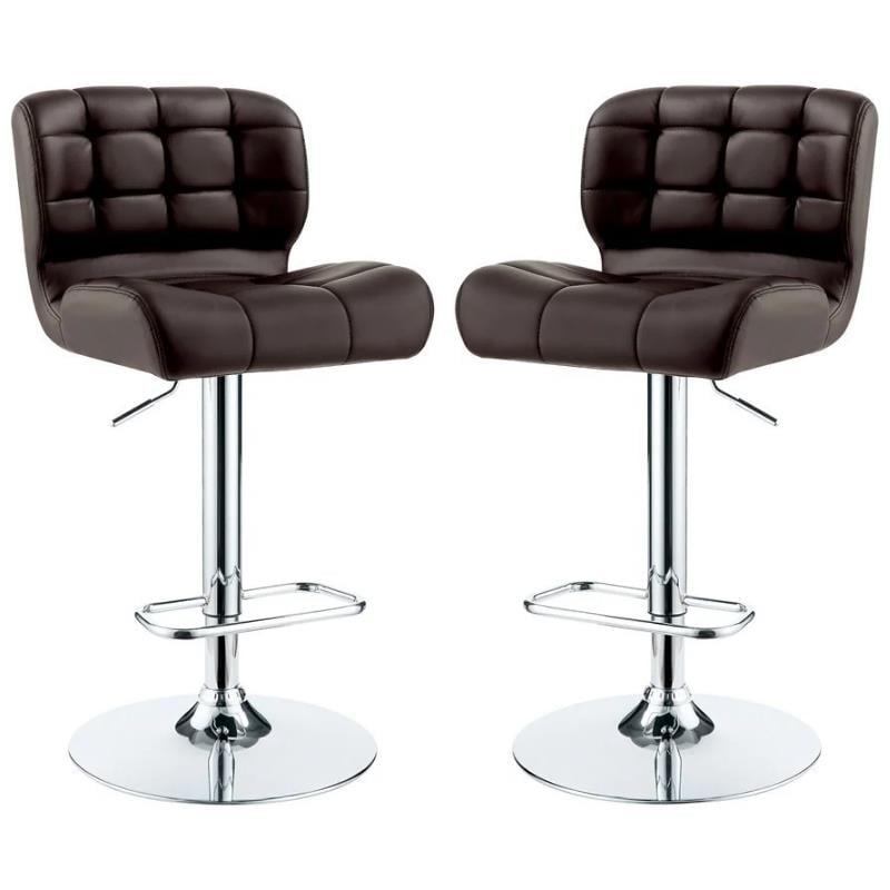 Home Square Birch Faux Leather Adjustable Bar Stool in Brown - Set of 2