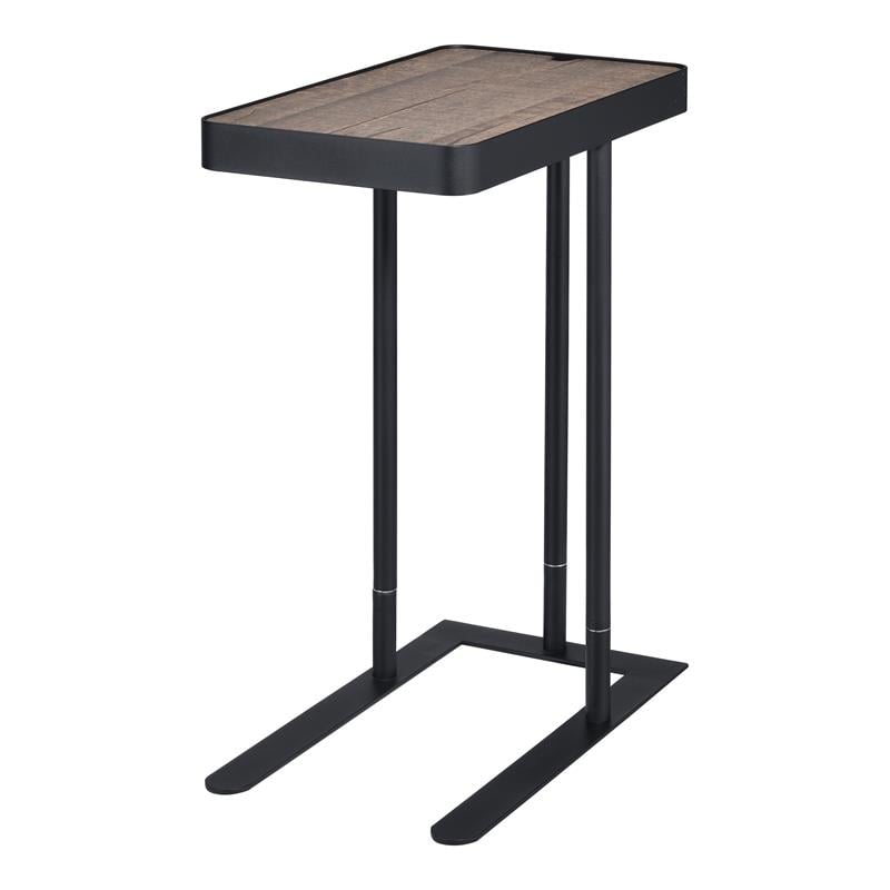 Home Square Industrial Metal Adjustable Side Table in Sand Black - Set of 2