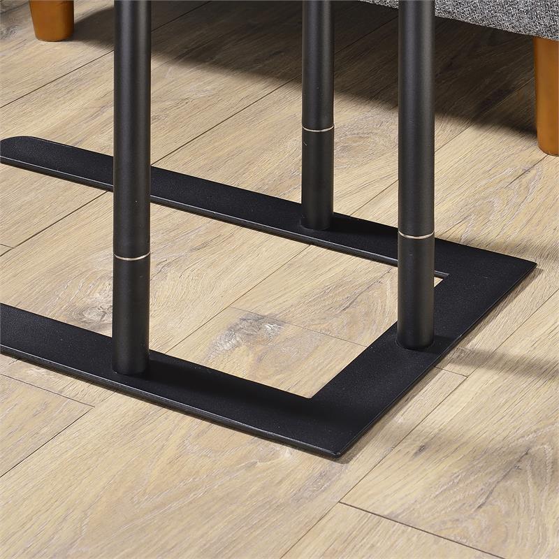 Home Square Industrial Metal Adjustable Side Table in Sand Black - Set of 2