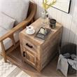 Home Square Rustic Solid Wood Storage Side Table in Natural Tone - Set of 2