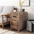 Home Square Rustic Solid Wood Storage Side Table in Natural Tone - Set of 2