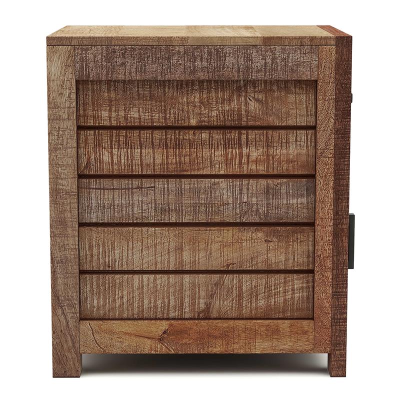 Home Square Rustic Solid Wood Storage Side Table in Natural Tone - Set of 2
