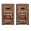 Home Square Rustic Solid Wood Storage Side Table in Natural Tone - Set of 2