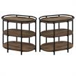 Home Square Preton Rustic Metal Side Table with USB in Matte Black - Set of 2