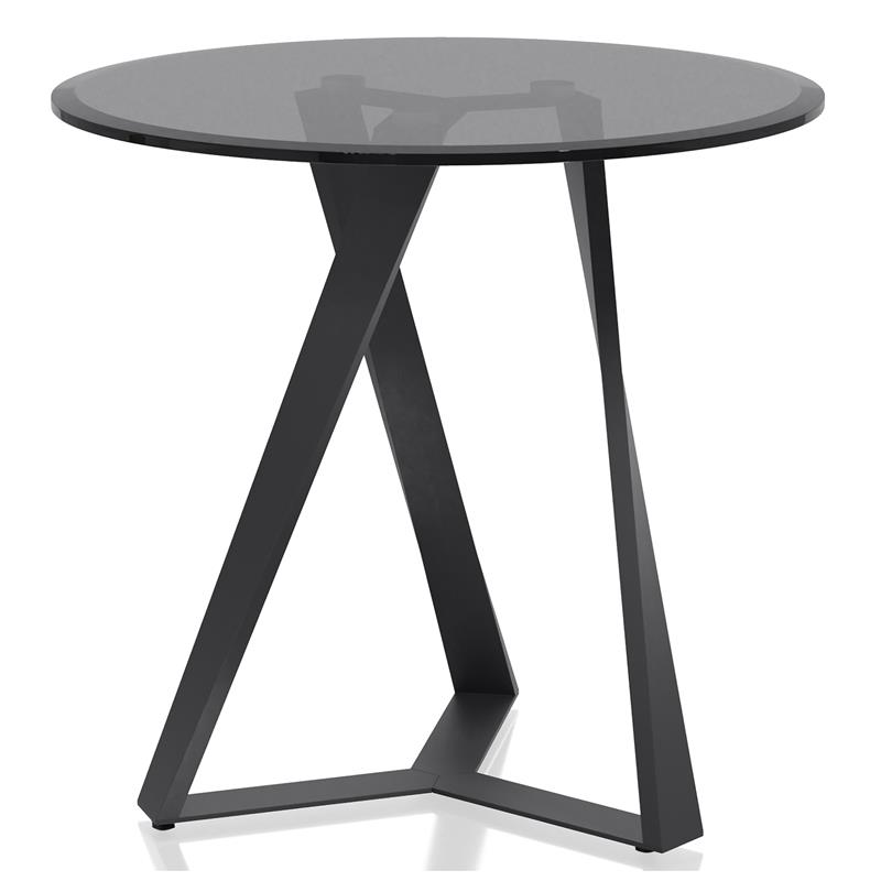 Home Square Hetra Contemporary Glass Top End Table in Black - Set of 2