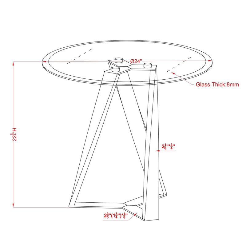 Home Square Hetra Contemporary Glass Top End Table in Black - Set of 2