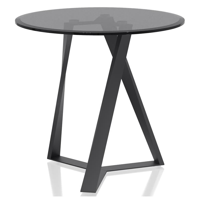 Home Square Hetra Contemporary Glass Top End Table in Black - Set of 2