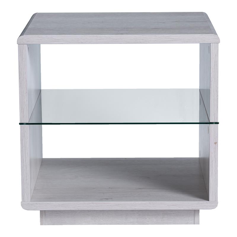 Home Square Celma Wood 2-Shelf End Table in White Oak - Set of 2