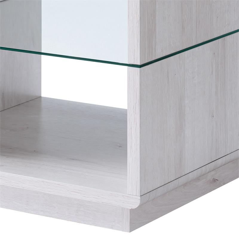 Home Square Celma Wood 2-Shelf End Table in White Oak - Set of 2