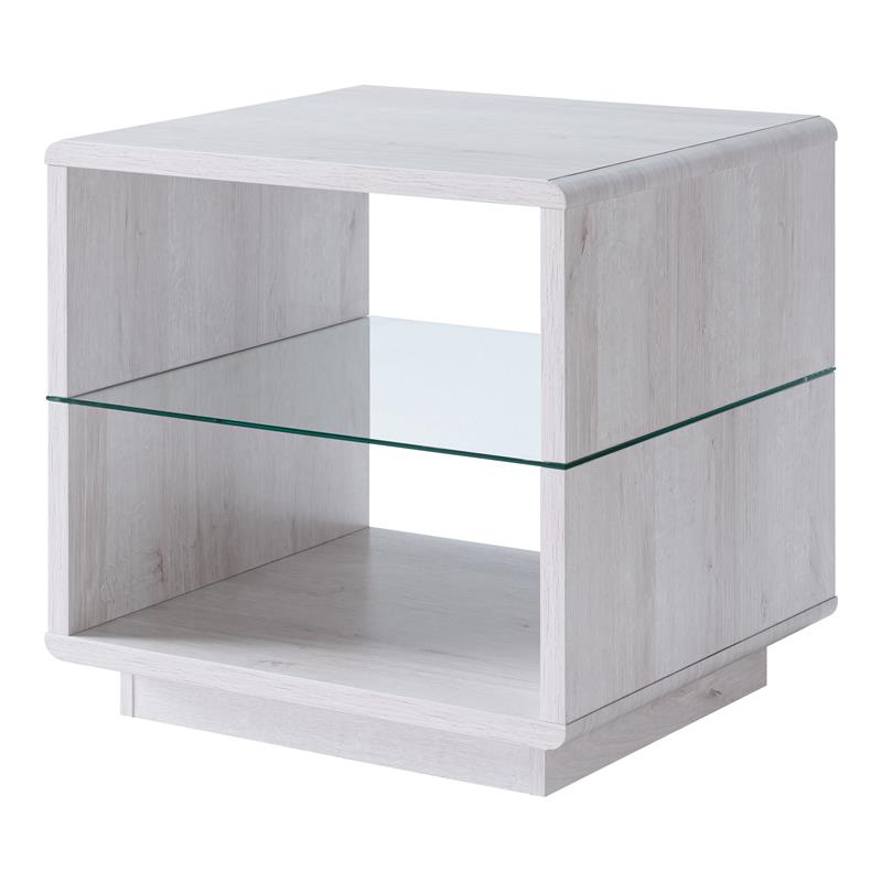 Home Square Celma Wood 2-Shelf End Table in White Oak - Set of 2