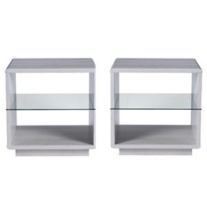 Home Square Celma Wood 2-Shelf End Table in White Oak - Set of 2