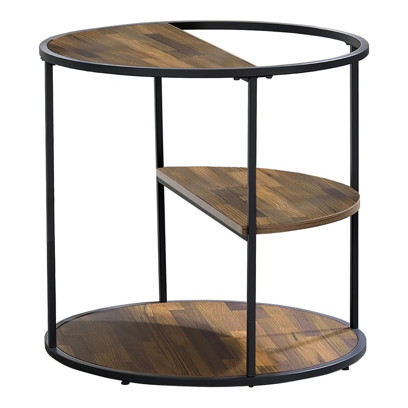 Home Square Marquesa Contemporary Wood Round End Table in Black - Set of 2