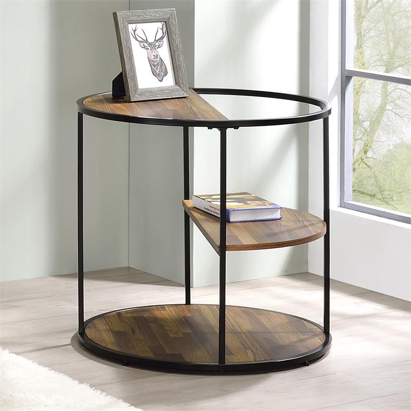 Home Square Marquesa Contemporary Wood Round End Table in Black - Set of 2