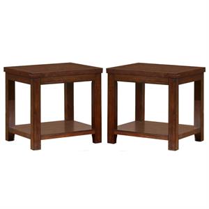 Home Square Granger Transitional Wood 1-Shelf End Table in Cherry - Set of 2